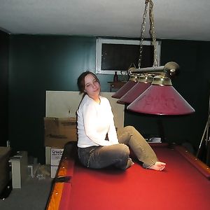big tit pool table girl