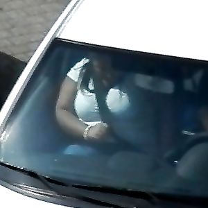 candid busty bbw wife in white top - voyeur