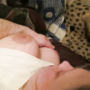 Touching her big tits - nipples