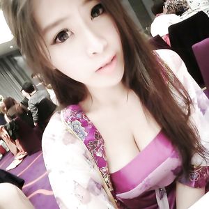 Taiwan girl happy picking strawberries - big boobs