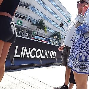 Candid voyeur hottie in gym shorts big tits shopping - booty