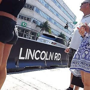 Candid voyeur hottie in gym shorts big tits shopping - booty