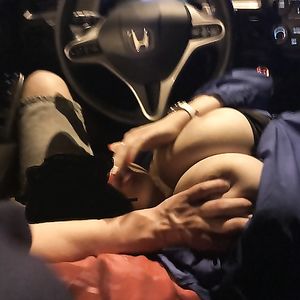 Play with big Tits in the car - Rate the tits of my new girlfriend - big tits pov
